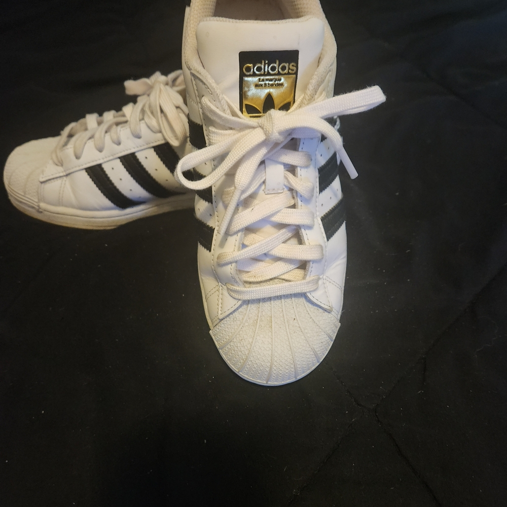 Adidas Superstar White and Black Sneakers Size 7